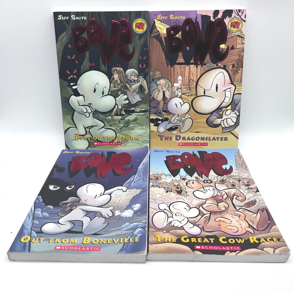 Jeff Smith Bone Graphic Novel Set Volumes 1-4 Scholastic Graphix Paperback